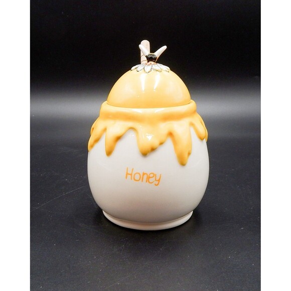 Blue Sky Clayworks Honey Pot Jar With Bee Lid & Wooden Dipper 2020 - Picture 2 of 8